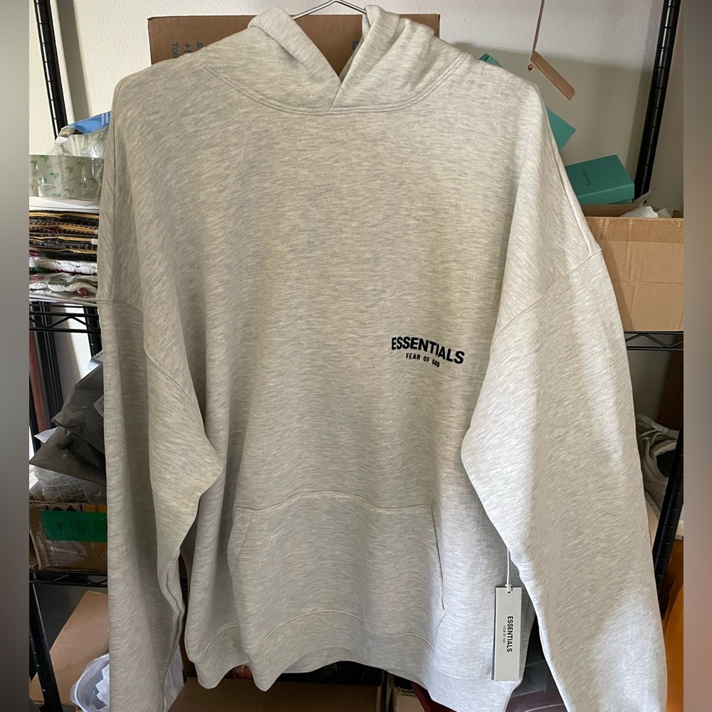 Fear of god essentials hoodie in Light oatmeal